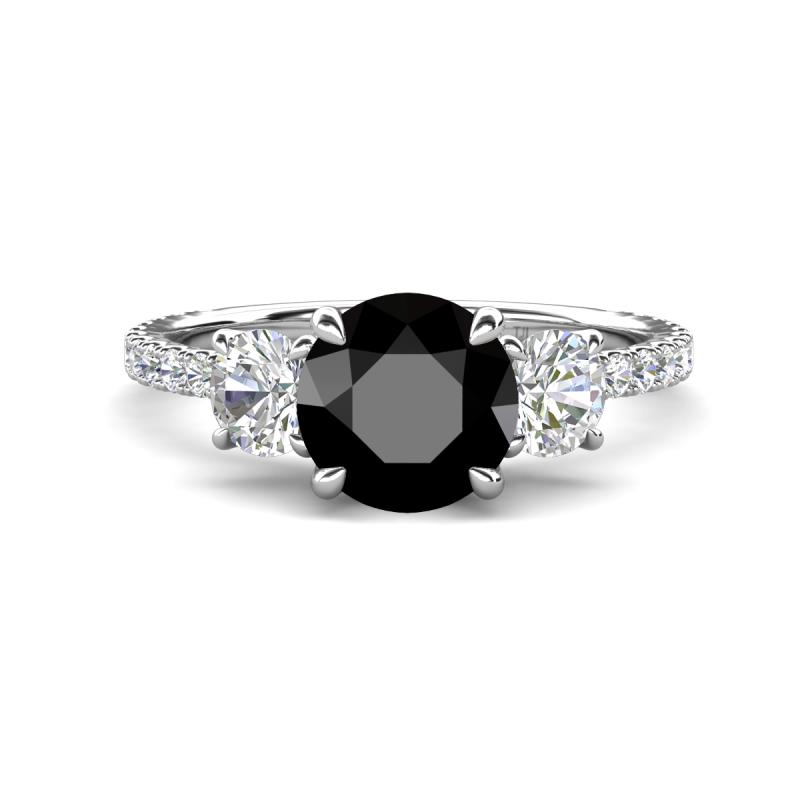 Triandra 2.83 ctw Black Diamond (7.00 mm) Three stone Engagement Ring 