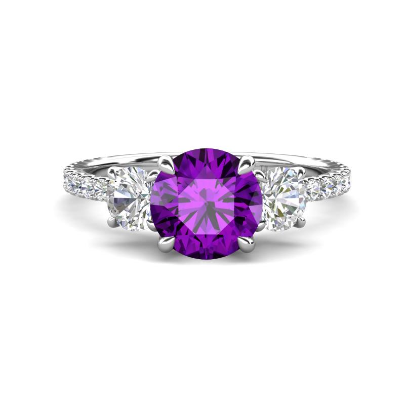 Triandra 1.98 ctw Amethyst (7.00 mm) Three stone Engagement Ring 