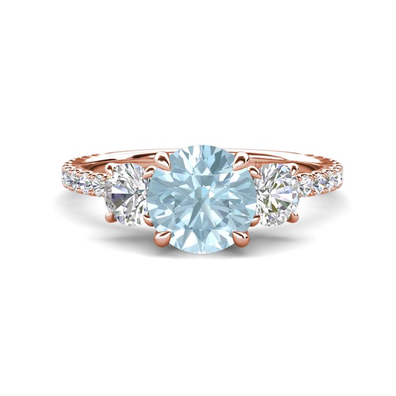 Triandra 1.98 ctw Aquamarine (7.00 mm) Three stone Engagement Ring 