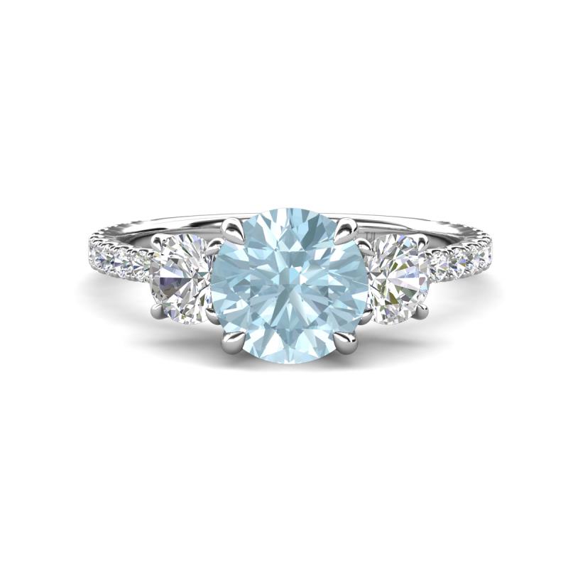 Triandra 1.98 ctw Aquamarine (7.00 mm) Three stone Engagement Ring 