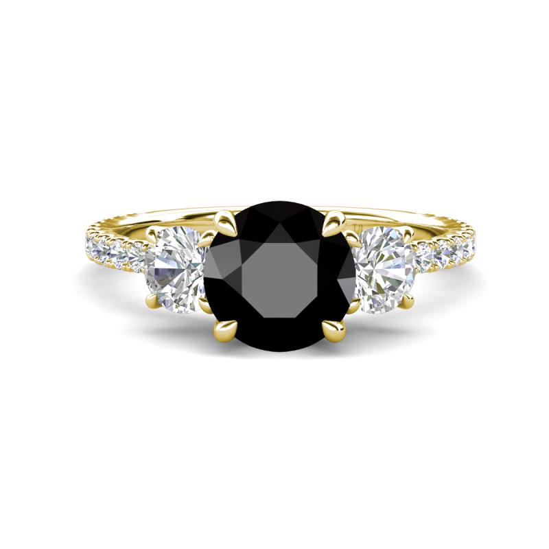 Triandra 2.83 ctw Black Diamond (7.00 mm) Three stone Engagement Ring 