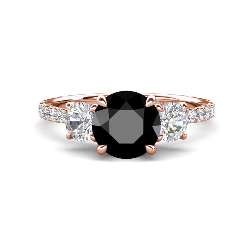 Triandra 2.83 ctw Black Diamond (7.00 mm) Three stone Engagement Ring 