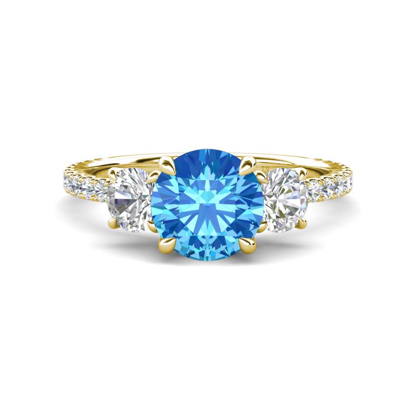 Triandra 2.08 ctw Blue Topaz (7.00 mm) Three stone Engagement Ring 