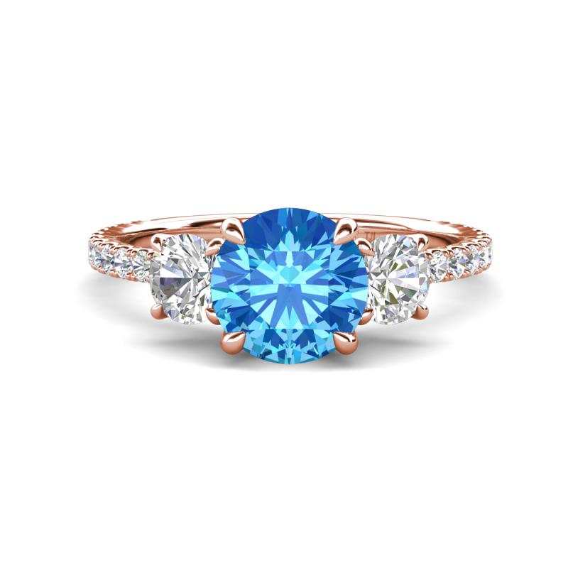 Triandra 2.08 ctw Blue Topaz (7.00 mm) Three stone Engagement Ring 