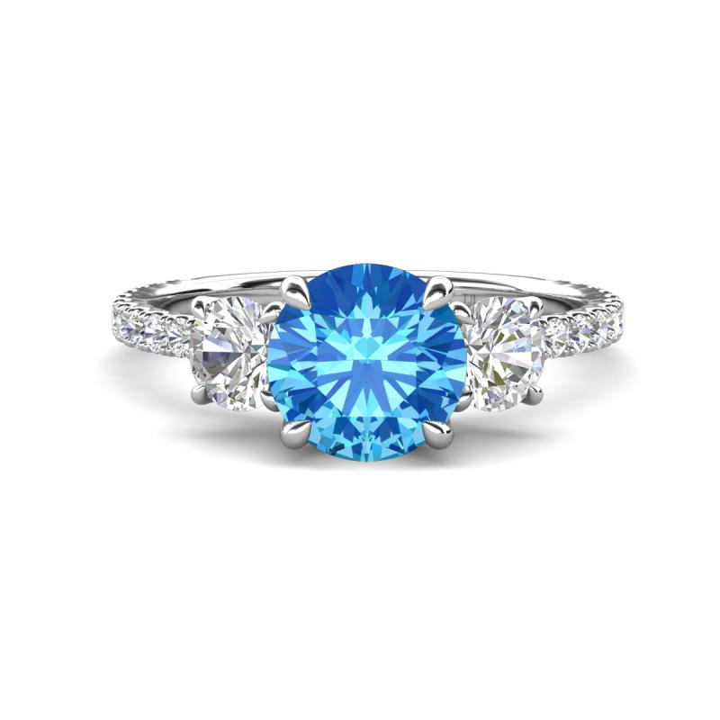 Triandra 2.08 ctw Blue Topaz (7.00 mm) Three stone Engagement Ring 