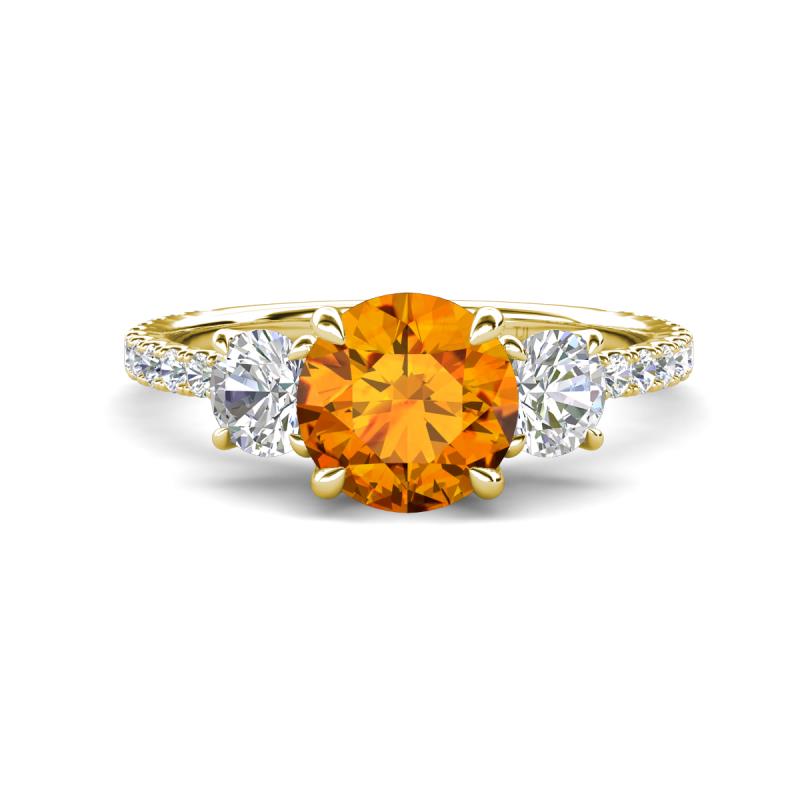 Triandra 1.98 ctw Citrine (7.00 mm) Three stone Engagement Ring 