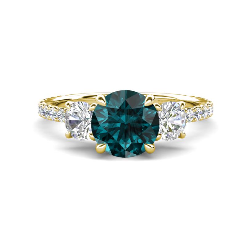 Triandra 2.08 ctw London Blue Topaz (7.00 mm) Three stone Engagement Ring 