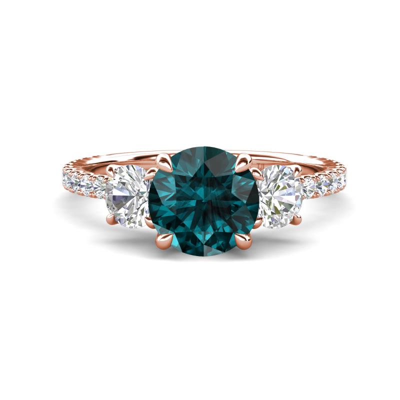 Triandra 2.08 ctw London Blue Topaz (7.00 mm) Three stone Engagement Ring 