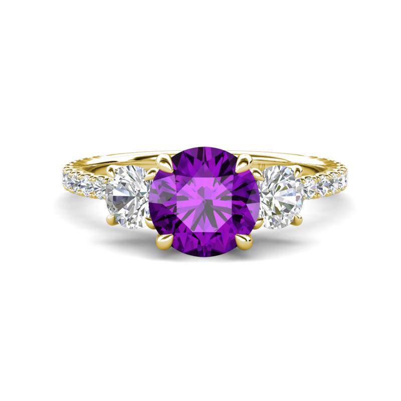 Triandra 1.98 ctw Amethyst (7.00 mm) Three stone Engagement Ring 