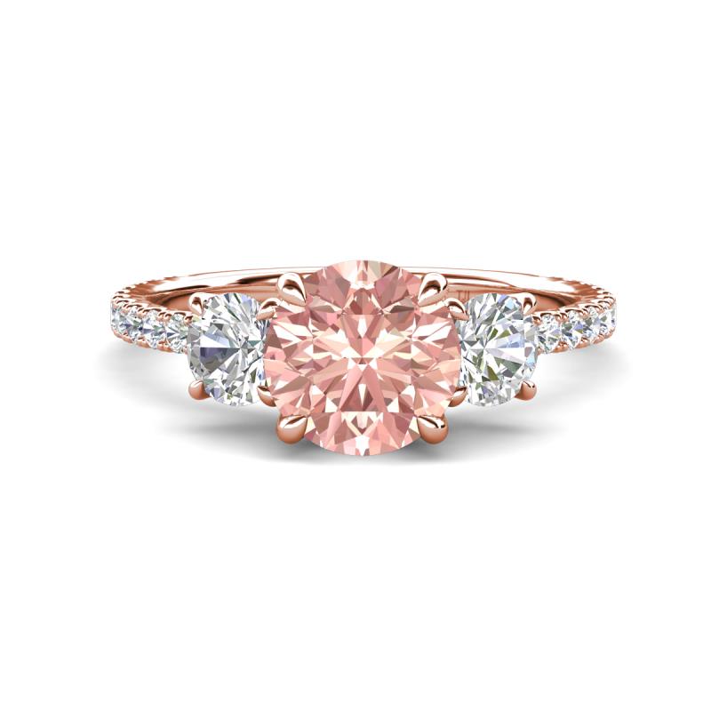 Triandra 2.03 ctw Morganite (7.00 mm) Three stone Engagement Ring 