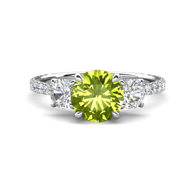 Triandra 2.23 ctw Peridot (7.00 mm) Three stone Engagement Ring 