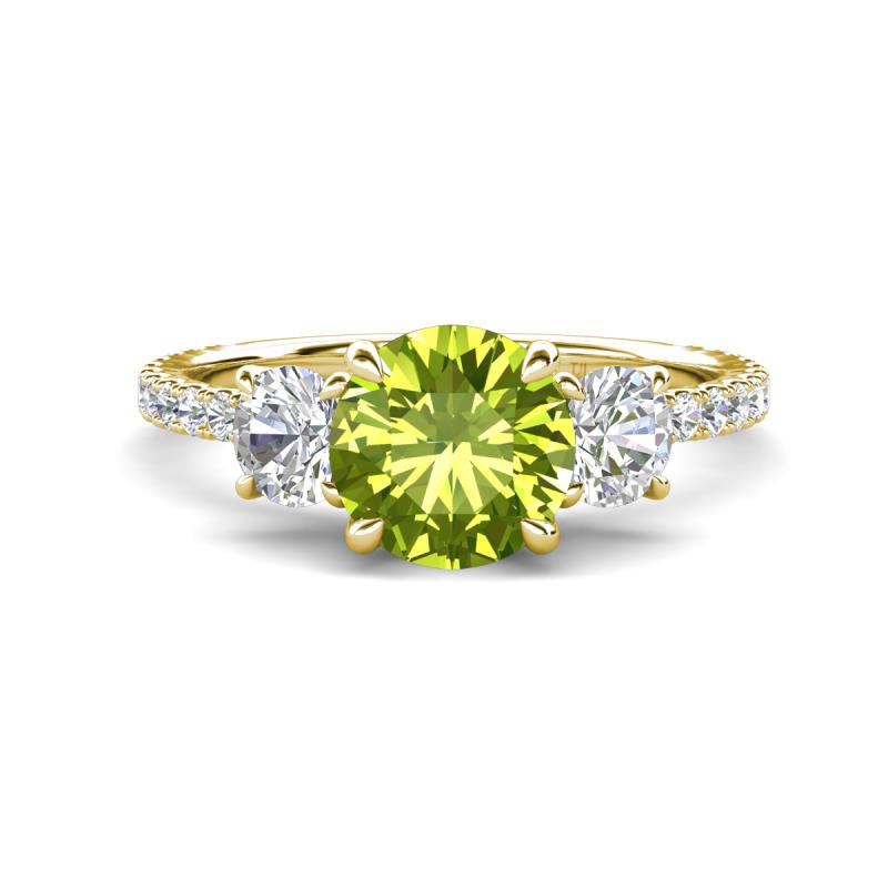 Triandra 2.23 ctw Peridot (7.00 mm) Three stone Engagement Ring 