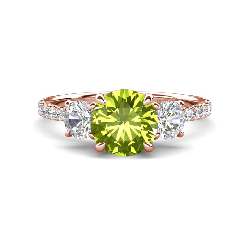 Triandra 2.23 ctw Peridot (7.00 mm) Three stone Engagement Ring 