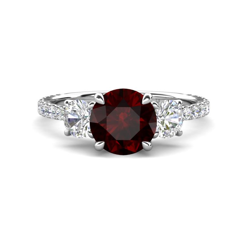 Triandra 2.18 ctw Red Garnet (7.00 mm) Three stone Engagement Ring 