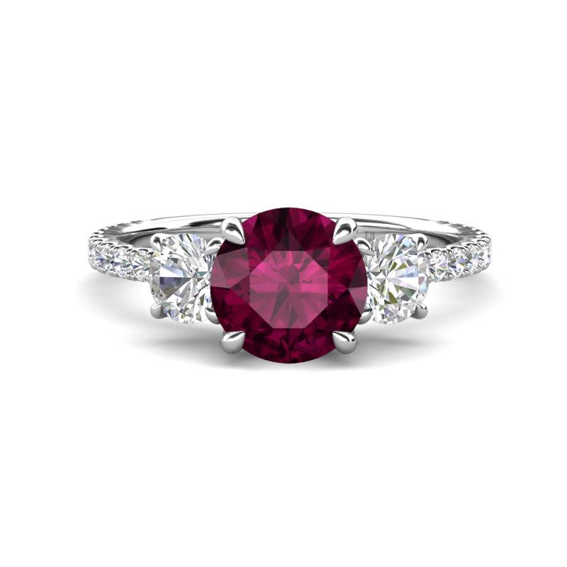 Triandra 2.18 ctw Rhodolite Garnet (7.00 mm) Three stone Engagement Ring 