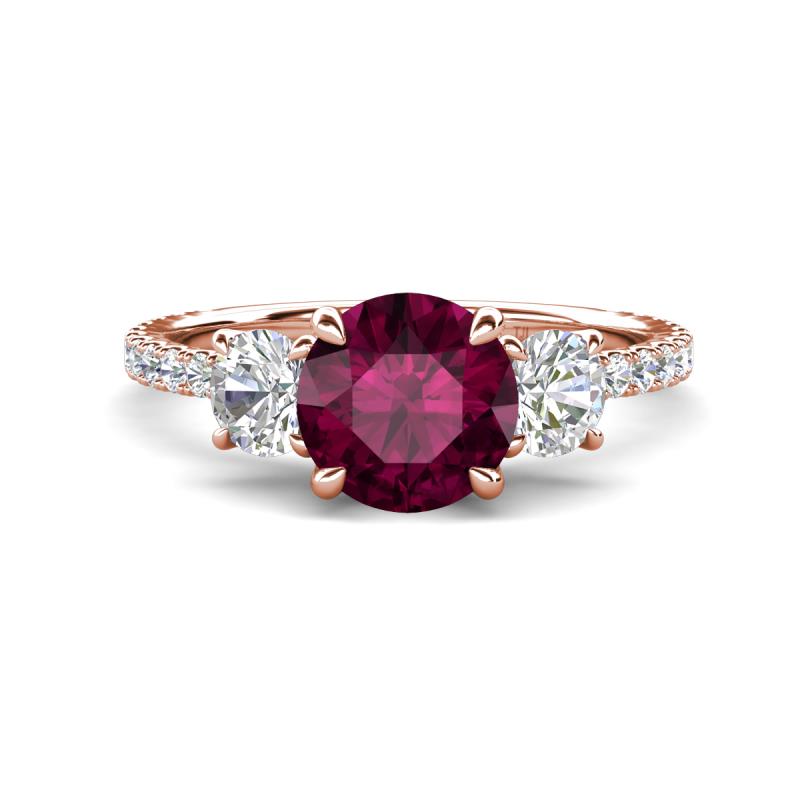 Triandra 2.18 ctw Rhodolite Garnet (7.00 mm) Three stone Engagement Ring 