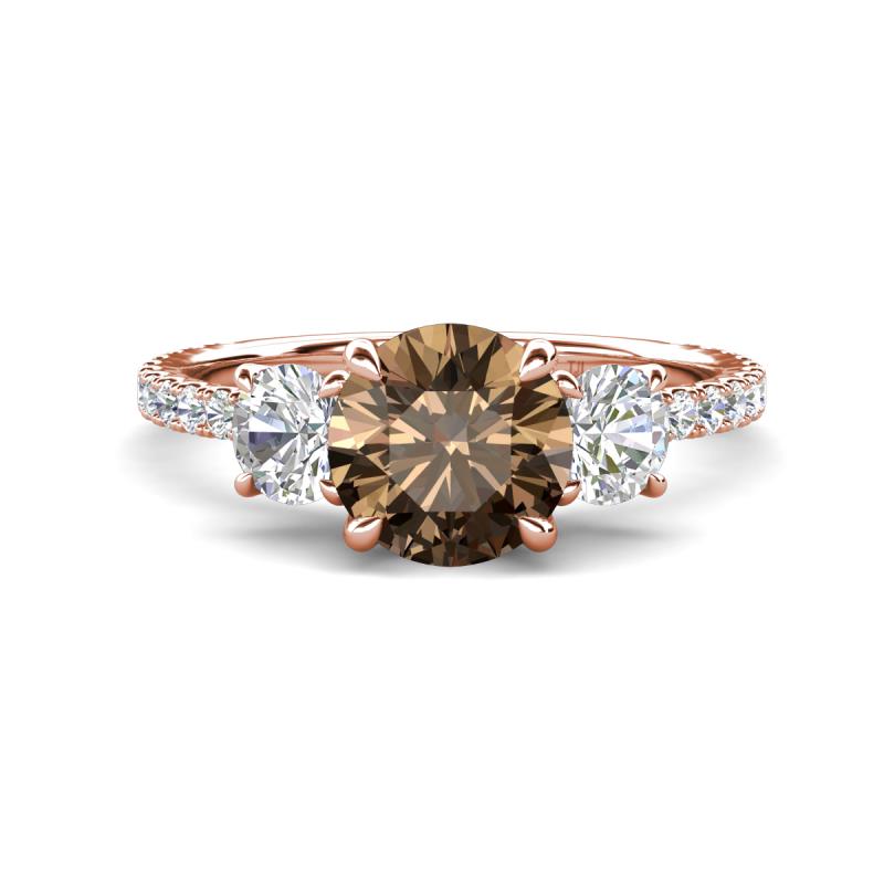 Triandra 2.02 ctw Smoky Quartz (7.00 mm) Three stone Engagement Ring 