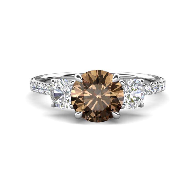 Triandra 2.02 ctw Smoky Quartz (7.00 mm) Three stone Engagement Ring 