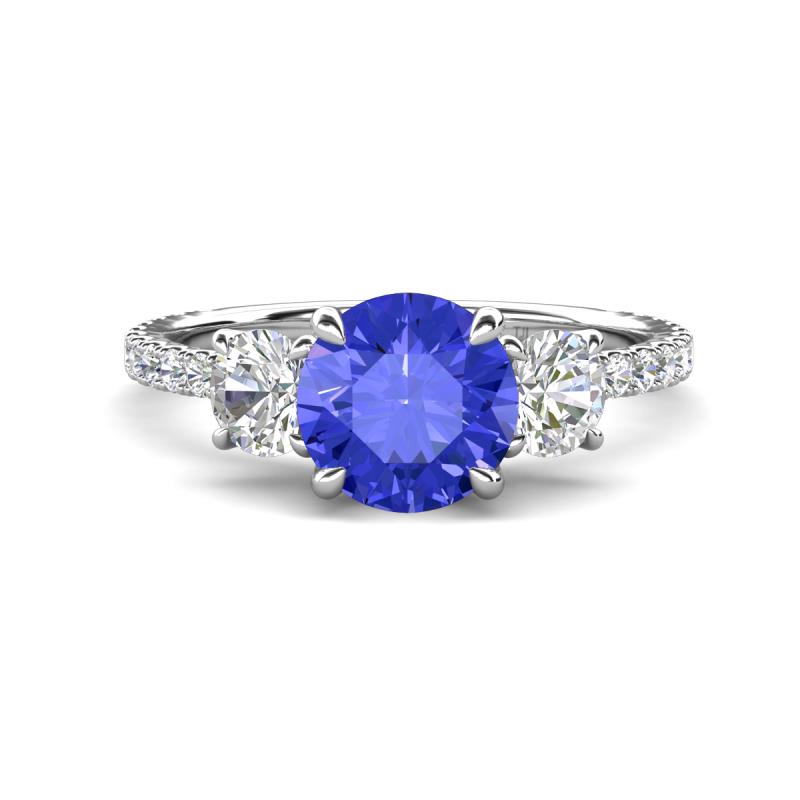 Triandra 2.02 ctw Tanzanite (7.00 mm) Three stone Engagement Ring 