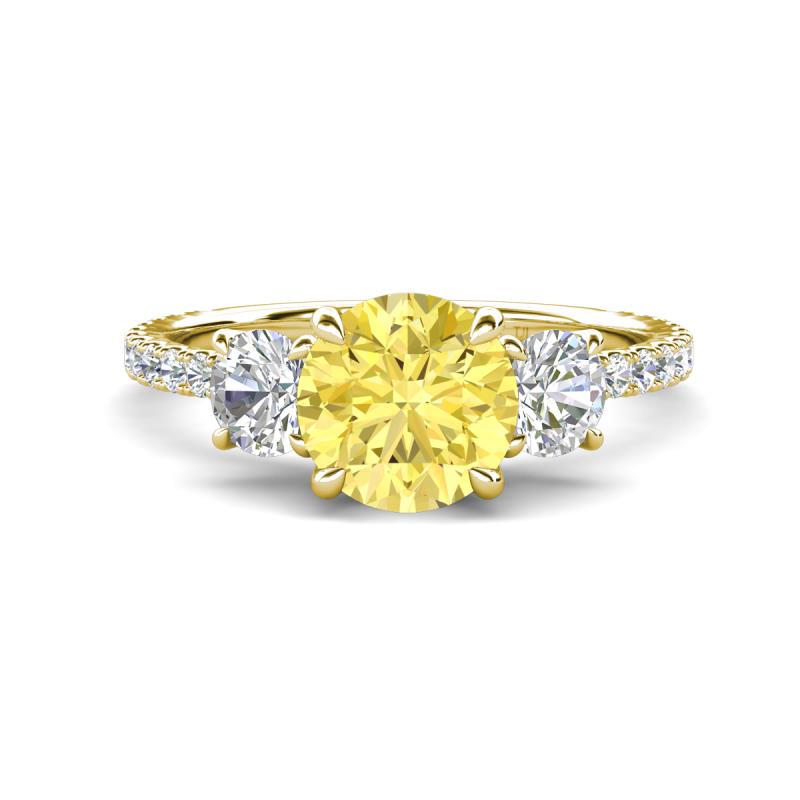 Triandra 2.68 ctw Created Yellow Sapphire (7.00 mm) Three stone Engagement Ring 