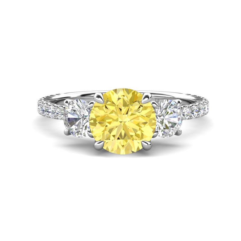 Triandra 2.68 ctw Created Yellow Sapphire (7.00 mm) Three stone Engagement Ring 