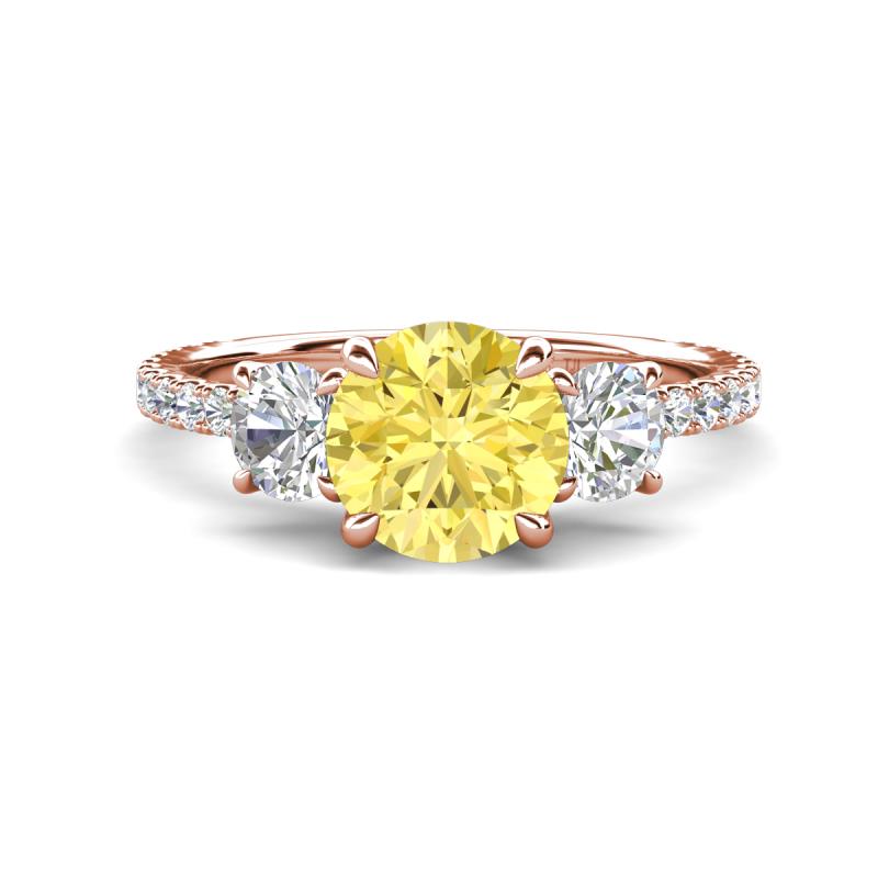 Triandra 2.68 ctw Created Yellow Sapphire (7.00 mm) Three stone Engagement Ring 