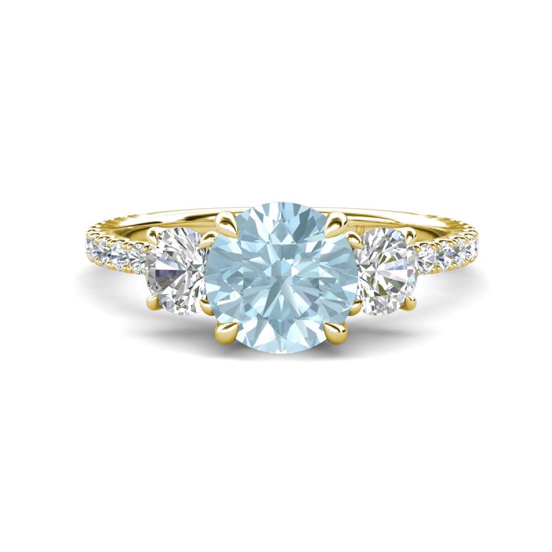 Triandra 1.98 ctw Aquamarine (7.00 mm) Three stone Engagement Ring 