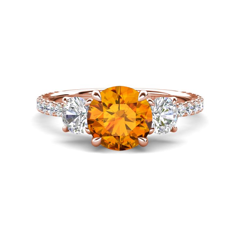 Triandra 1.98 ctw Citrine (7.00 mm) Three stone Engagement Ring 