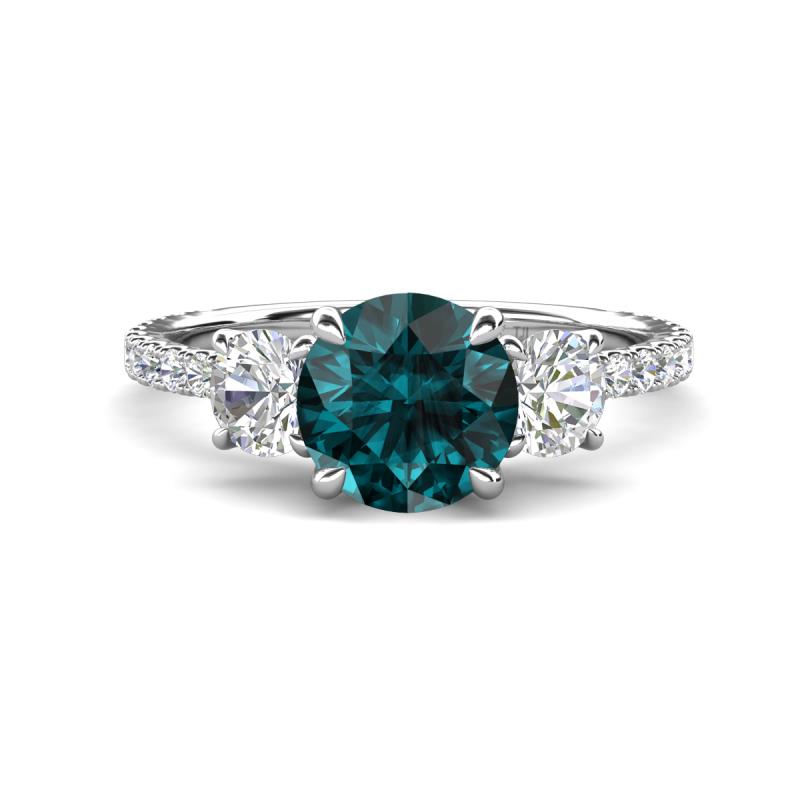 Triandra 2.08 ctw London Blue Topaz (7.00 mm) Three stone Engagement Ring 