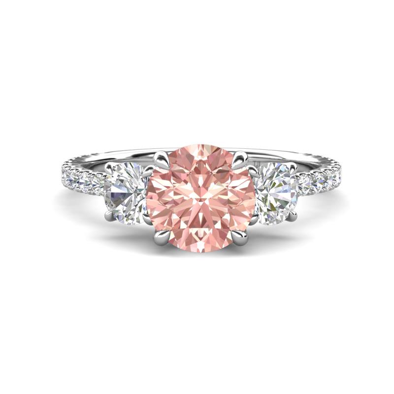 Triandra 2.03 ctw Morganite (7.00 mm) Three stone Engagement Ring 
