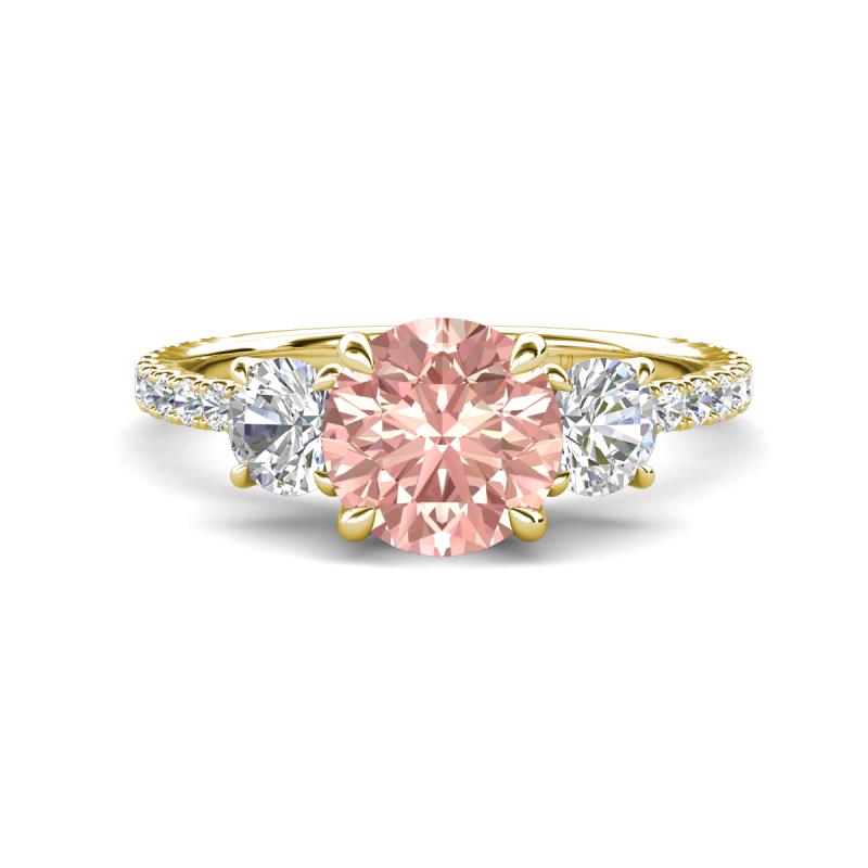 Triandra 2.03 ctw Morganite (7.00 mm) Three stone Engagement Ring 