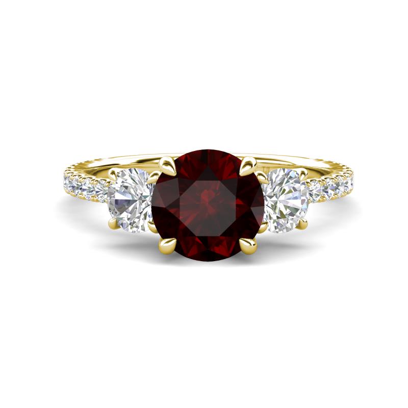 Triandra 2.18 ctw Red Garnet (7.00 mm) Three stone Engagement Ring 