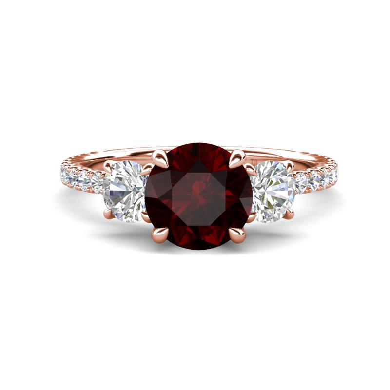 Triandra 2.18 ctw Red Garnet (7.00 mm) Three stone Engagement Ring 