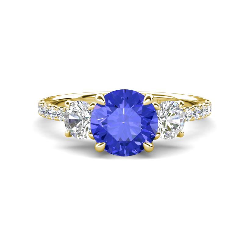 Triandra 2.02 ctw Tanzanite (7.00 mm) Three stone Engagement Ring 