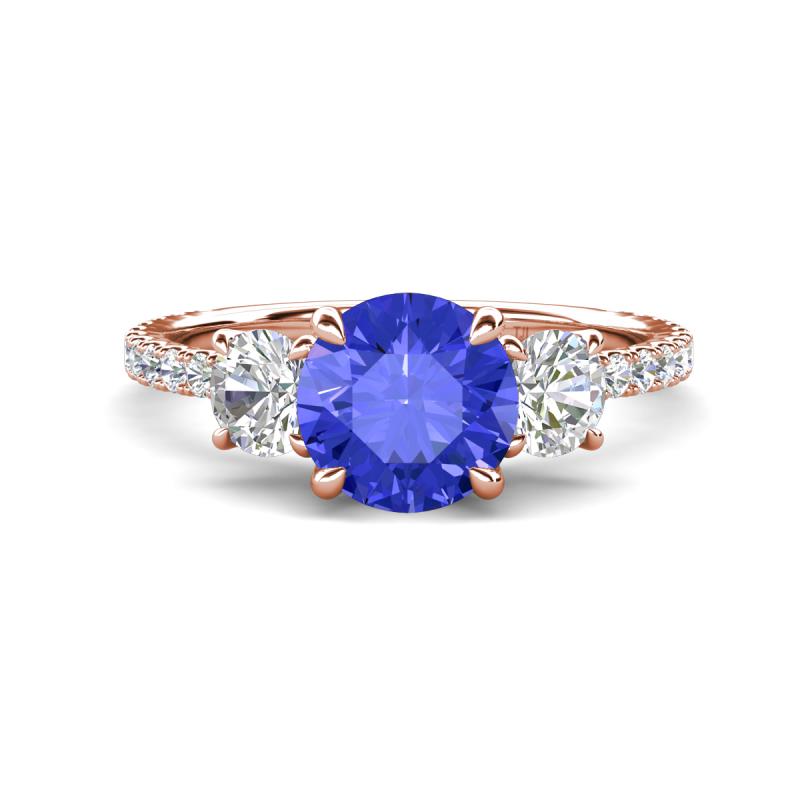 Triandra 2.02 ctw Tanzanite (7.00 mm) Three stone Engagement Ring 