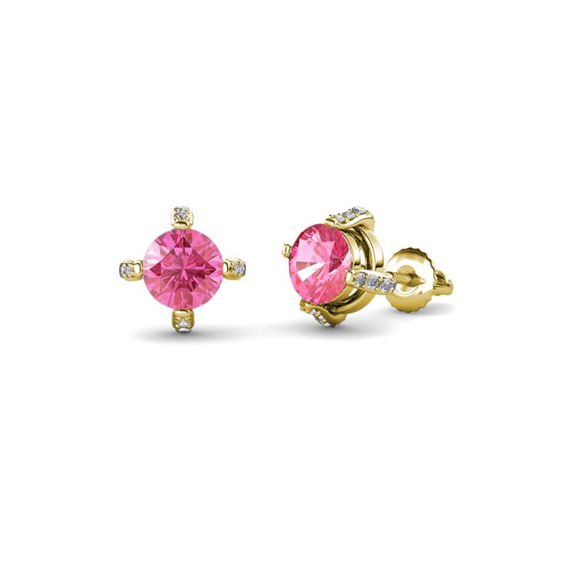 Ceyla Pink Tourmaline and Diamond Stud Earrings 