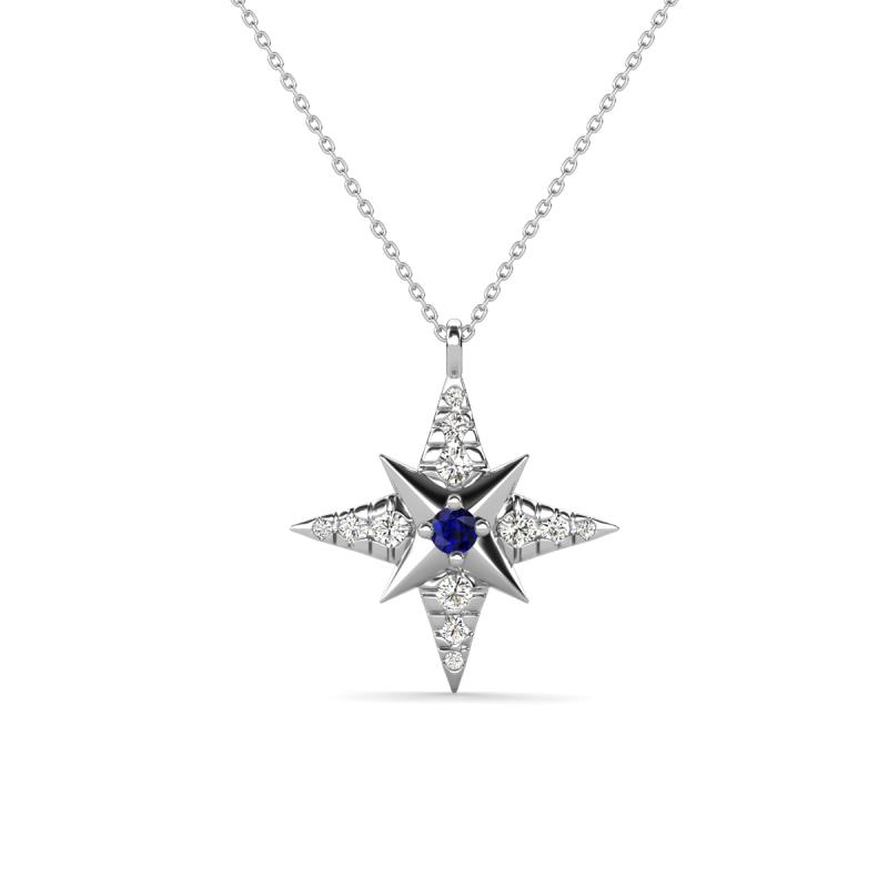 Astra Blue Sapphire With Natural Diamonds Pole Star Pendant 