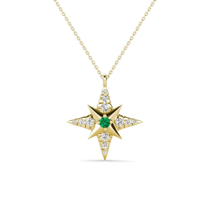 Astra Emerald With Natural Diamonds Pole Star Pendant 