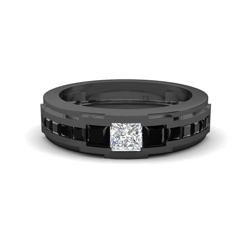 Jayden 1.47 ctw Princess shape Moissanite accented Black Diamonds Men Wedding Band (5.20 mm) 