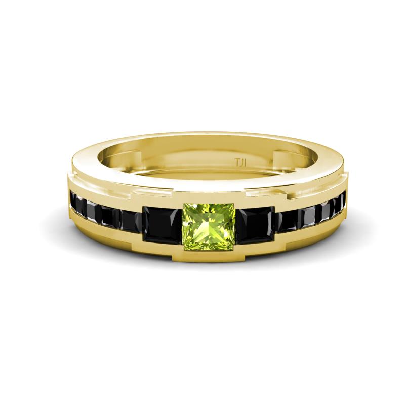 Jayden 1.40 ctw Princess shape Peridot accented Black Diamonds Men Wedding Band (5.20 mm) 