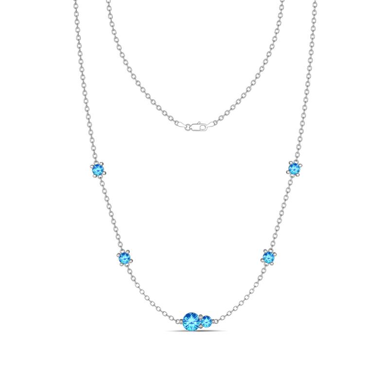 Linea 0.47 ctw Blue Topaz (4 mm) Women Station Necklace 