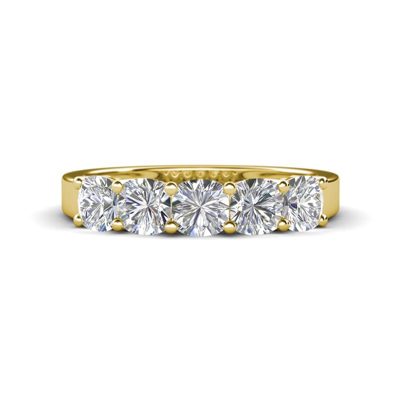 Wendy 1.50 ctw (4.00 mm) Cushion Shape Moissanite Side Gallery 5 Stone Wedding Band 