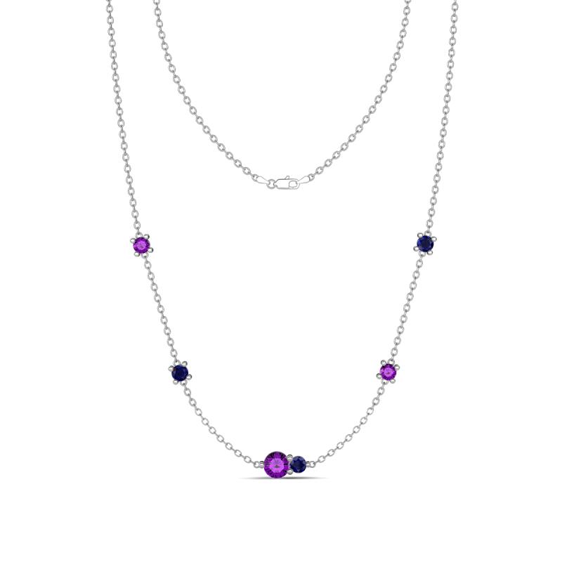 Linea 0.48 ctw Amethyst (4 mm) and Blue Sapphire Women Station Necklace 