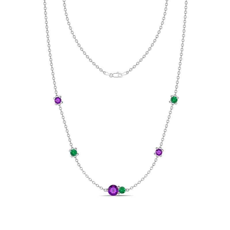 Linea 0.40 ctw Amethyst (4 mm) and Emerald Women Station Necklace 