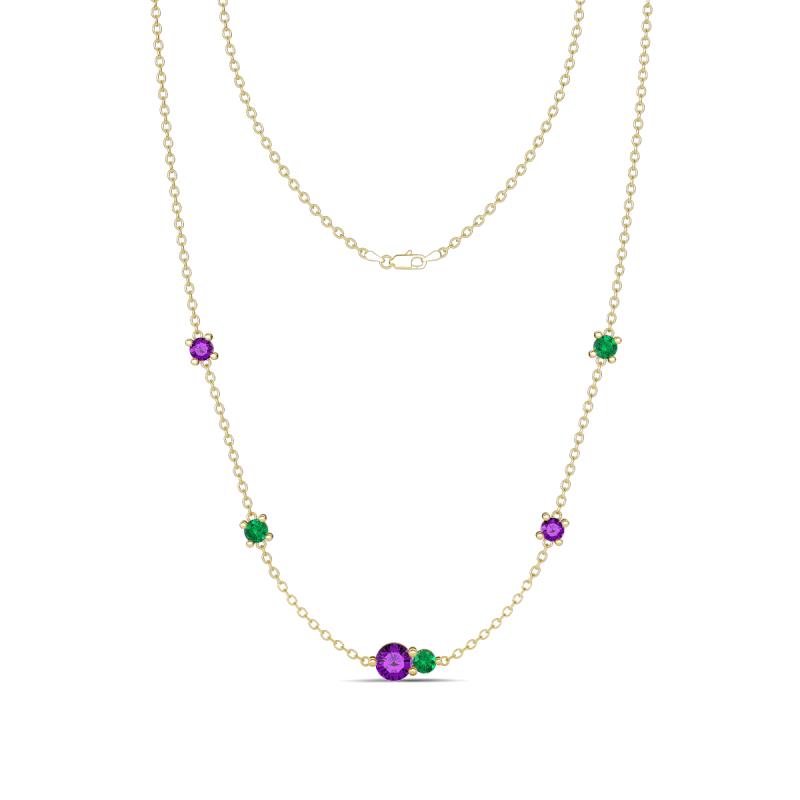 Linea 0.40 ctw Amethyst (4 mm) and Emerald Women Station Necklace 