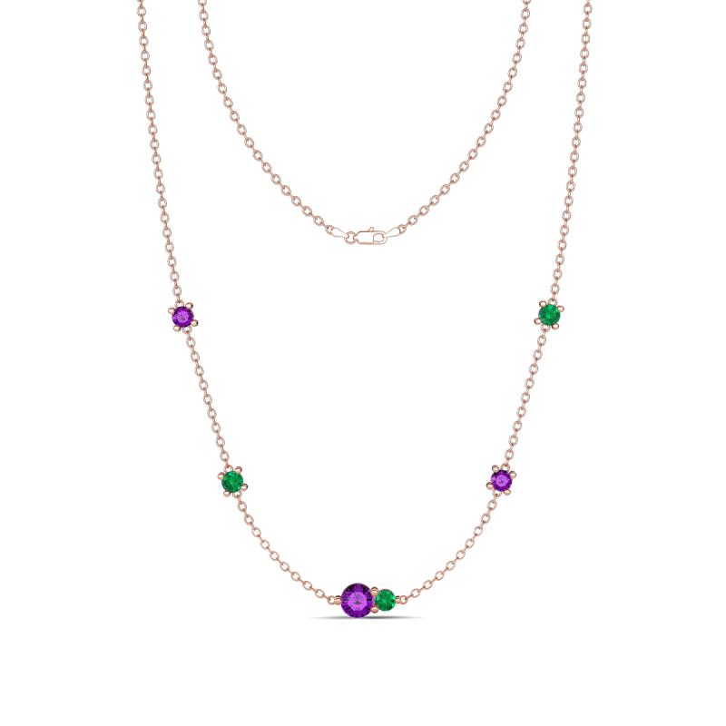 Linea 0.40 ctw Amethyst (4 mm) and Emerald Women Station Necklace 