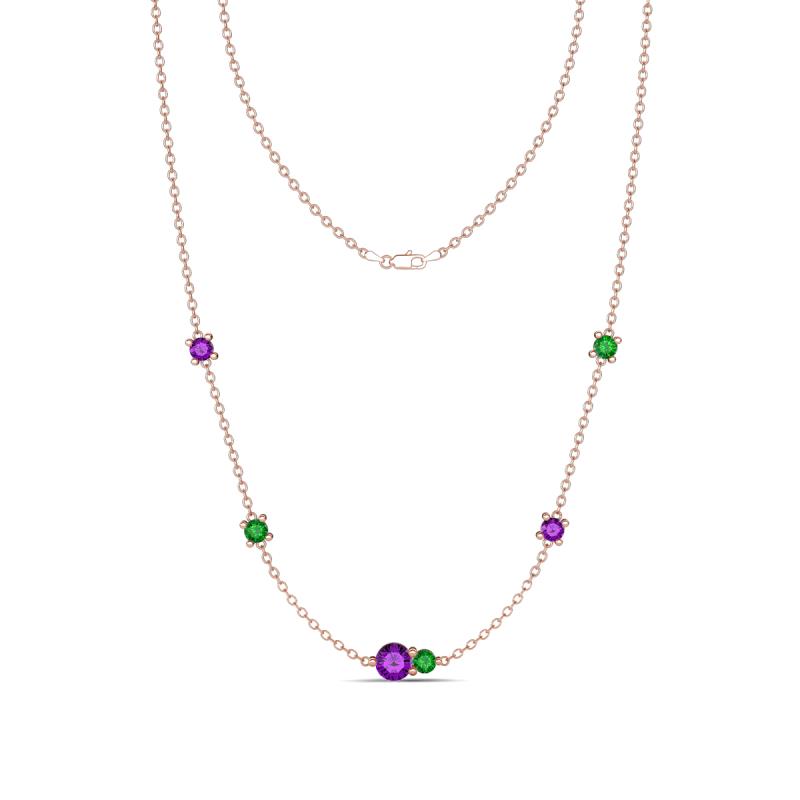Linea 0.48 ctw Amethyst (4 mm) and Green Garnet Women Station Necklace 