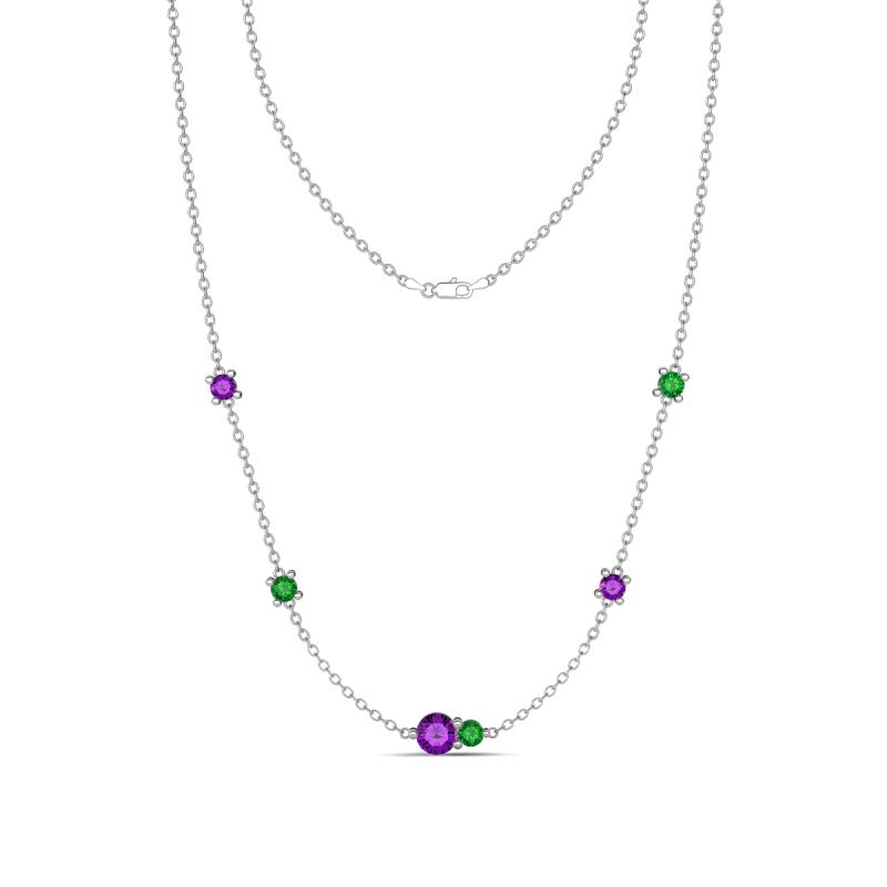 Linea 0.48 ctw Amethyst (4 mm) and Green Garnet Women Station Necklace 