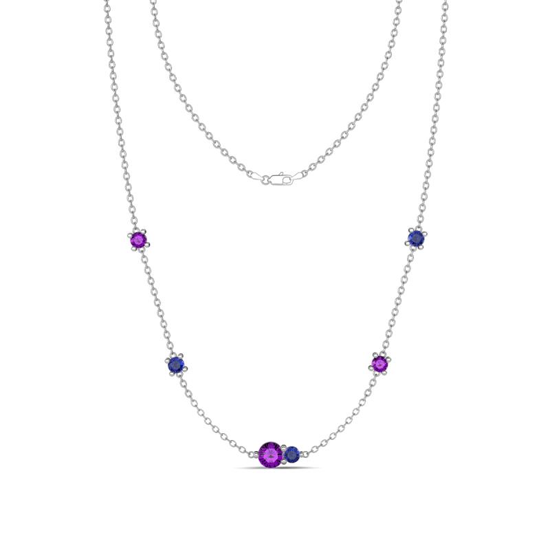 Linea 0.40 ctw Amethyst (4 mm) and Iolite Women Station Necklace 
