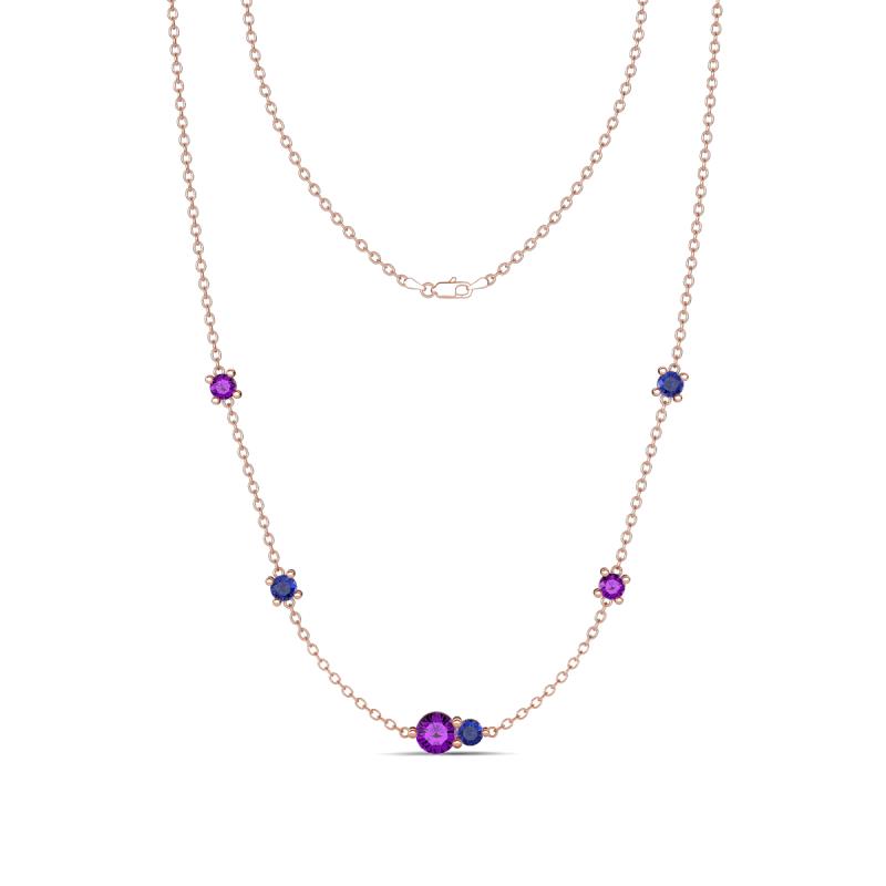 Linea 0.40 ctw Amethyst (4 mm) and Iolite Women Station Necklace 